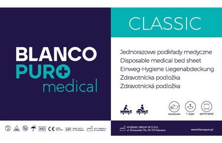 BLANCO PURO Classic jednorazowy podkład medyczny 80cmx252m biały | perf. 210cm